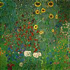 Gustav Klimt Farm Garden with Sunflowers painting